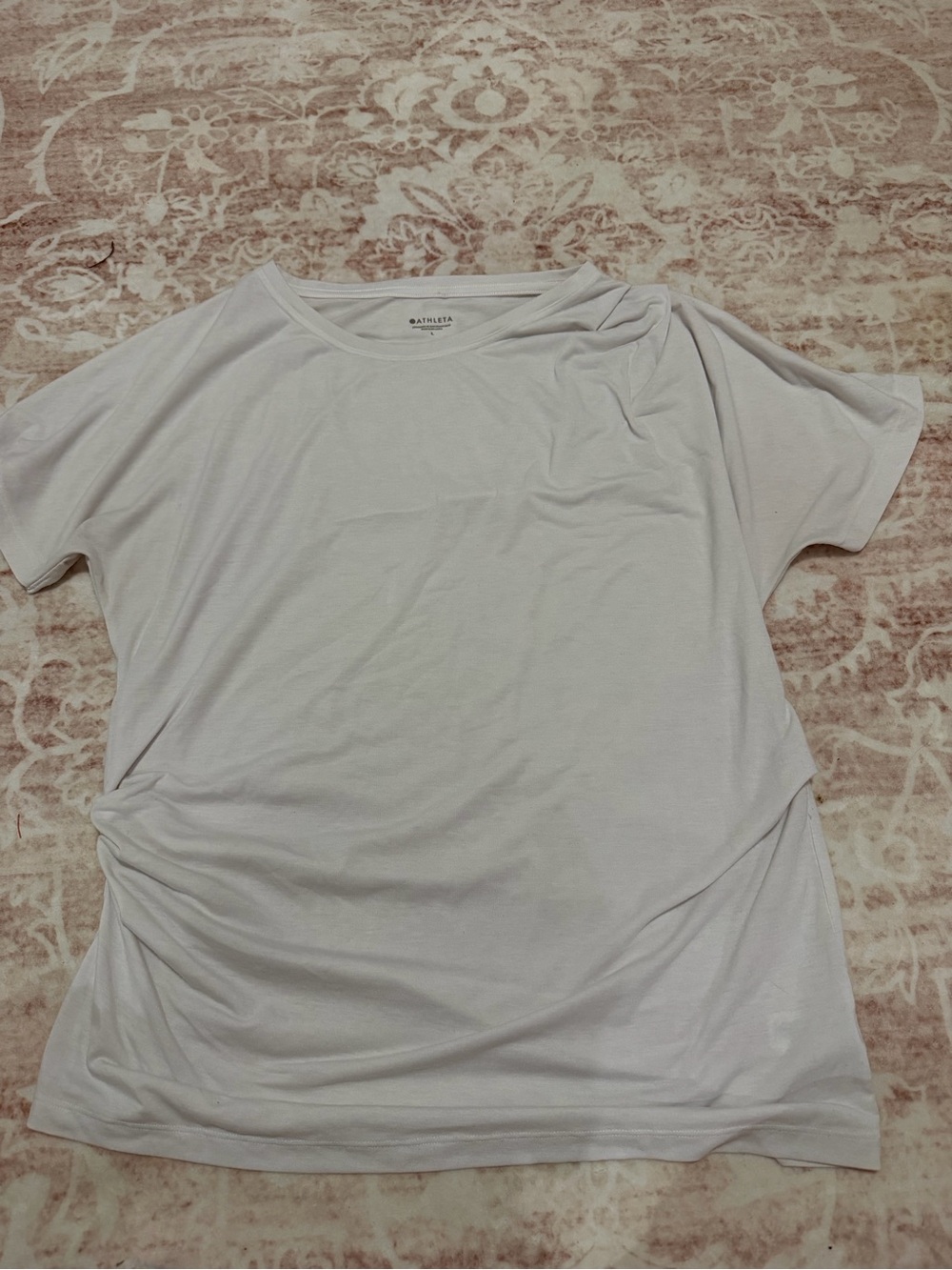 Athleta Light White Short-Sleeve Twist Hem Active Tee
